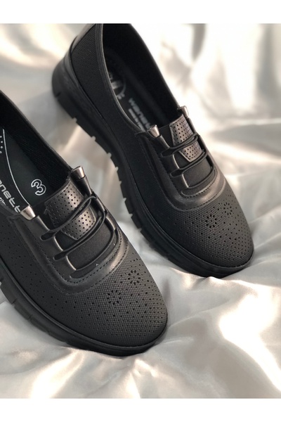 Hg Ayakkabı Enkela Black 2.5 cm Orthopedic Sole Mom Shoes