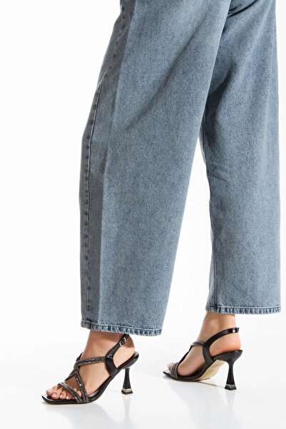 MFT AYAKKABI Γυναικεία βραδινά παπούτσια με τακούνι από μαύρη πέτρα