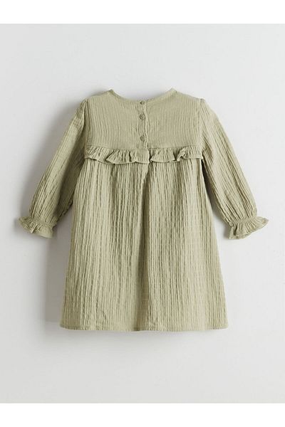 LC Waikiki Lcw Crew Neck Girls' Muslin Dress Fast Fashion