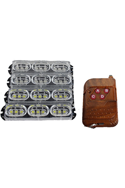 Space Çakar Lamba Uzaktan Kumandalı 4'lü 9x4 Led Beyaz-beyaz/kırmızı-mavi / L...