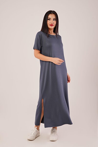 Hipo Trend Modal Anthracite Dress with Side Slit