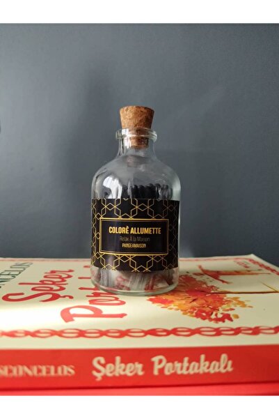 Vagonik Dekoratif Şık Sarı Çizgili Kibrit Şişesi