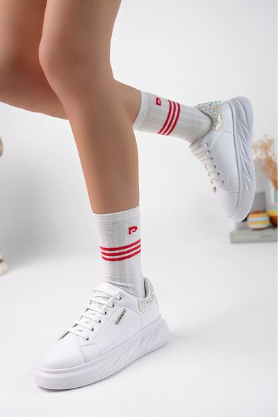 McDark Women's White Stone Sneaker Shoes