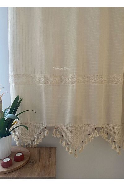 metin tekstil Natural Linen Woven - Authentic Lace Buldan Curtain