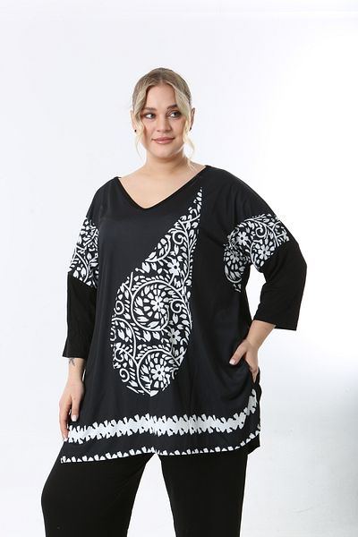 XL Modam Women's Digital Printed Truvacar Sleeve Large Size Tunic