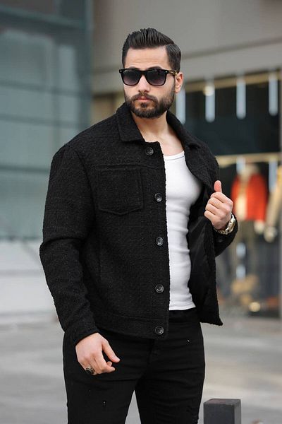 inpool Unisex, γιακάς πουκάμισου, Διπλή τσέπη, Standard Fit, Υφαντό μπουφάν USE589