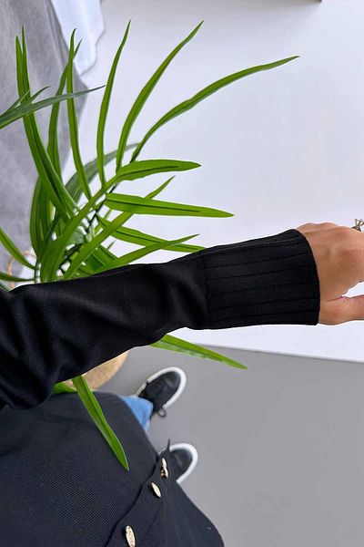Ka Hijab Ζακέτα Mercerized Hijab με λαιμόκοψη V - Μαύρο