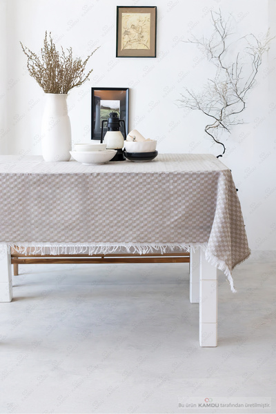 Kamdu Dama Desenli Leke Tutmaz Masa Örtüsü, Ekose Desen Piknik Örtüsü, Sofra Bezi