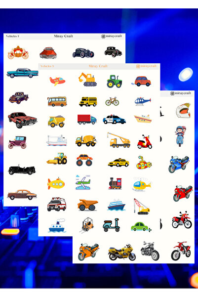 MirayDesign 3'LÜ ARABA TEMALI 12*17 CM STİCKER SETİ