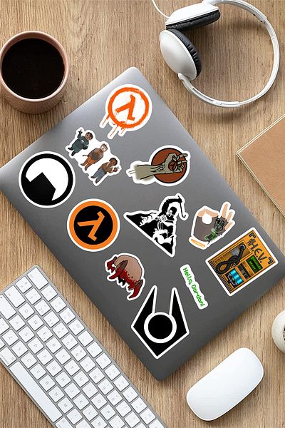 AR Sticker مجموعة من 8 ملصقات للكمبيوتر المحمول تحت عنوان اللعبة
