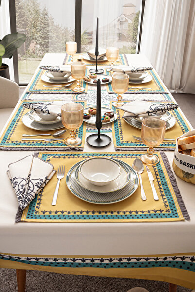 BUGİ HOME COLLECTİON Set de 6 fețe de masă pentru serviciu american - Servețe...