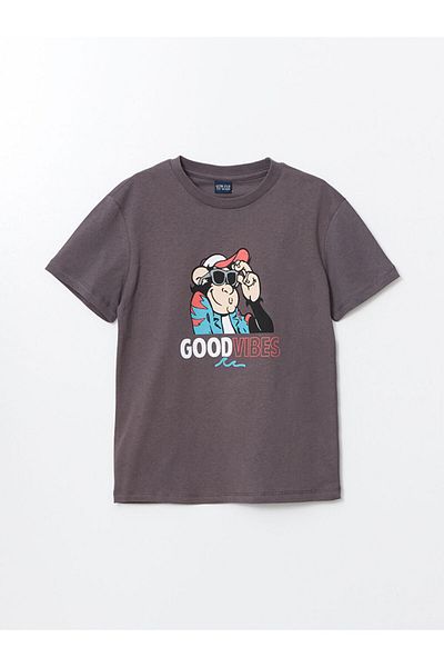 LC Waikiki New Season Crew Neck Nostalgic Monkey Printed Boy's T-Shirt - S5I402Z4