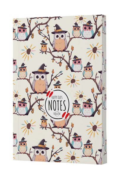 Dokuz Yayınları دفتر ملاحظات Vivago Art Owl ذو 7 خطوط (14X20-160 صفحة)