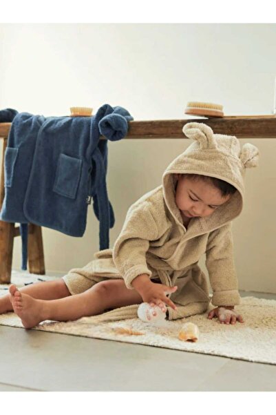 PAMUK HANIM منشفة أطفال ناعمة من القطن للجنسين - بيج/مع آذان