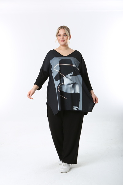 XL Modam Women's Digital Printed Truvacar Sleeve Large Size Tunic