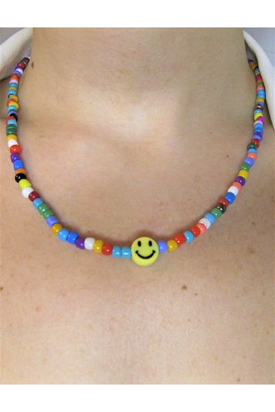 KRIMO Kpop Aespa Ningning Smiley Sand Beads Necklace