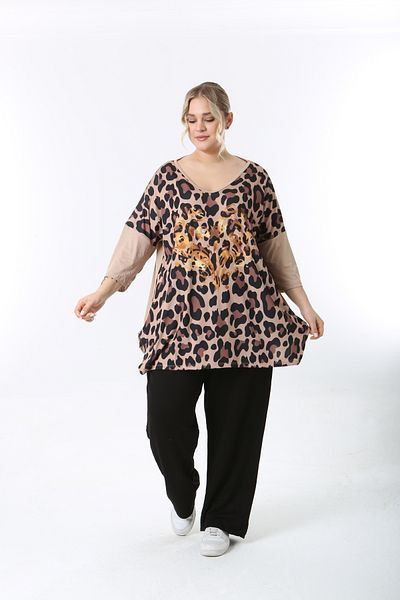 XL Modam Women's Digital Printed Truvacar Sleeve Large Size Tunic