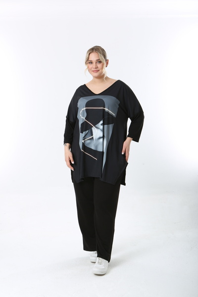 XL Modam Women's Digital Printed Truvacar Sleeve Large Size Tunic