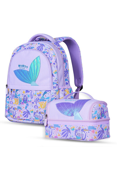 Nohoo Kids 16 Inch School Bag with Lunch Bag Combo Mermaid - Purple
