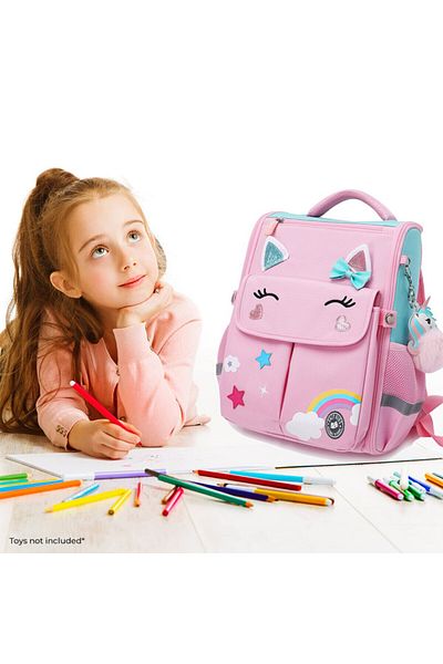 Eazy Kids حقيبة مدرسية يونيكورن ثلاثية الأبعاد - وردي