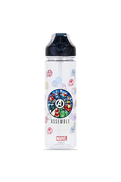 Eazy Kids Marvel Avengers Assemble 2 - In - 1 Tritan Water Bottle - Black (650ml)