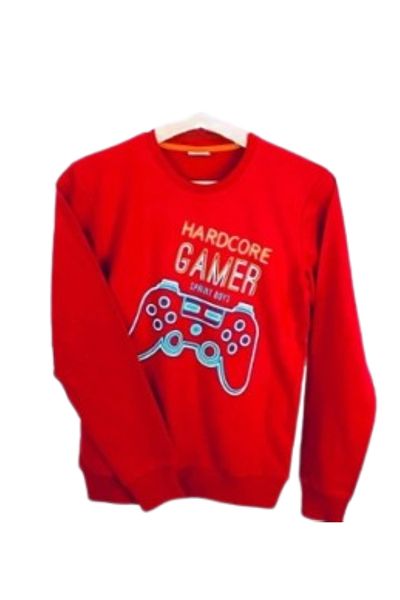 fancykidsantalya Boy's Sweat Shirt Printed Red