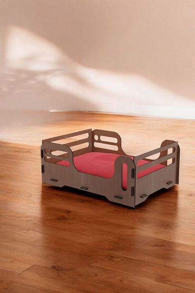 Evene Large Cat Bed Decorative Wooden Durable Walnut Color Model 4