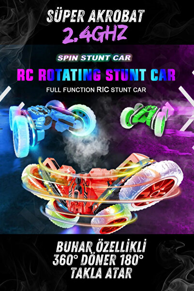 kosetoys Uzaktan Kumandalı Araba Buharlı Işıklı Full Fonksiyon Şarjlı 360 Derece Akrobat 4x4 20 Km Hız