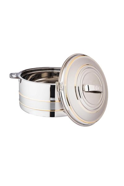 Dania Athena food container, steel and gold,4 liters, made in India
