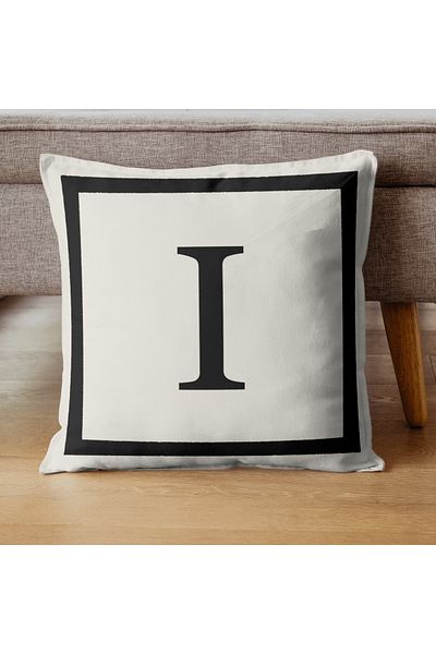 PerdeYap1980 Letter I Patterned Gift Decorative Throw Pillow Pillow Case - 43X 43 cm Cream-Black