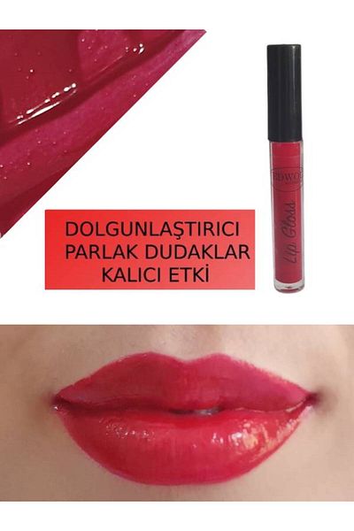 EDWOL Bright Lips Glos Red Lipstick - Make Up Liquid Luminescent Plumping
