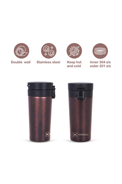 Hydrobrew Insulated Tumbler Water Bottle - Black, 380ml