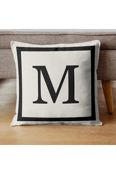 PerdeYap1980 Letter m Gift Decorative Throw Pillow Pillow Case - 43X43 cm Cream-Black