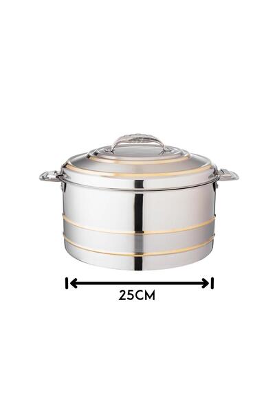 Dania Athena food container, steel and gold,4 liters, made in India