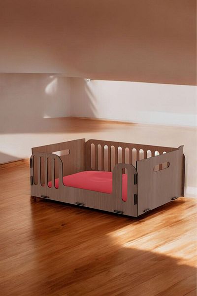 Evene Large Cat Bed Decorative Wooden Durable Walnut Color Model 5