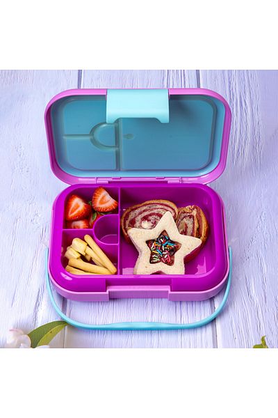 Eazy Kids صندوق غداء بنتو مكون من 4 أقسام - وردي غير لامع
