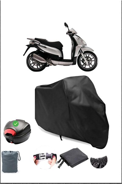 Breen غطاء دراجة نارية مقاوم للماء متوافق مع حقيبة Piaggio Carnaby 200 الخلفية باللون الأسود