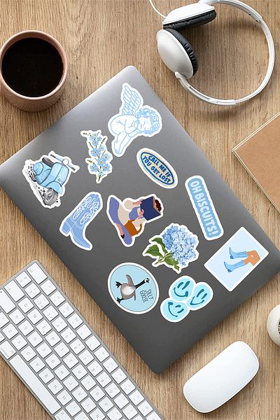 AR Sticker Vsco Blue - مجموعة ملصقات الكمبيوتر المحمول والكمبيوتر المحمول رقم 9