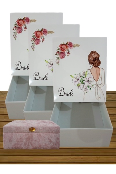 Hasret Çeyiz Çeyiz Sandığı Gelin Damat Kutusu Sandık Kolisi 4lü 0122