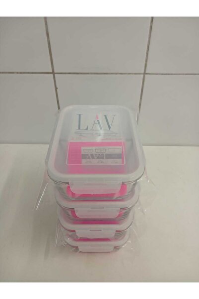 LAV Feyzade Fresco Iki BÖLMELİ Kilitli Cam Saklama Kabı 4’lü Set 1120cc Dikdö...