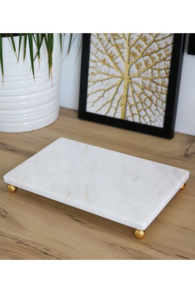 FARALYAHOME Marble 27X17 cm Bead Gold Foot Presentation Table