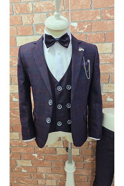 HAYTA Hiper Burgundy Kids Set - Dress, Vest and Shirt Set