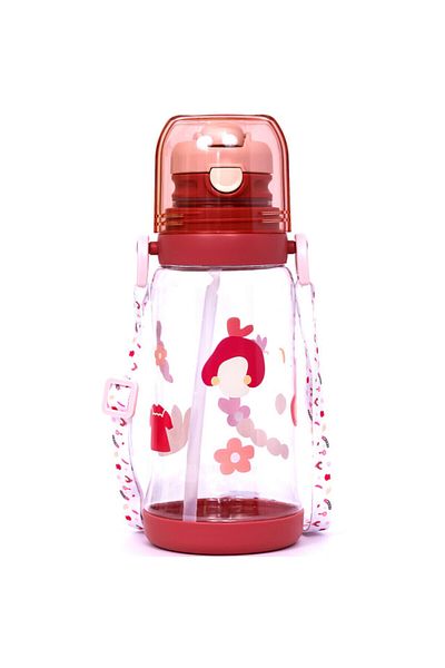 Eazy Kids Water Bottle 600ml wt straw - Pink