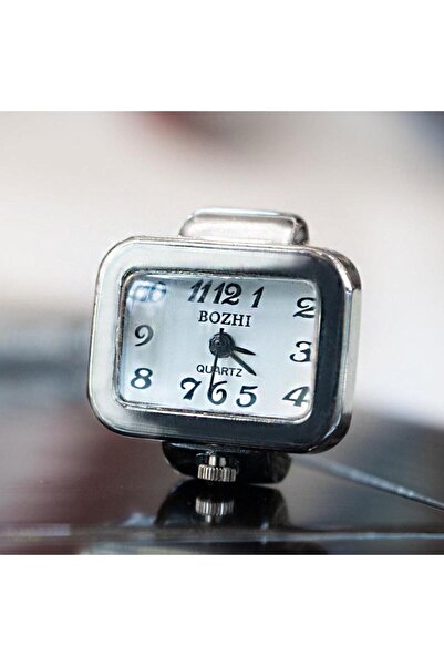 Bozhi Ring Watch, White Rectangle Dial Finger Watch, Tiny Ring Watch, Real Ro...