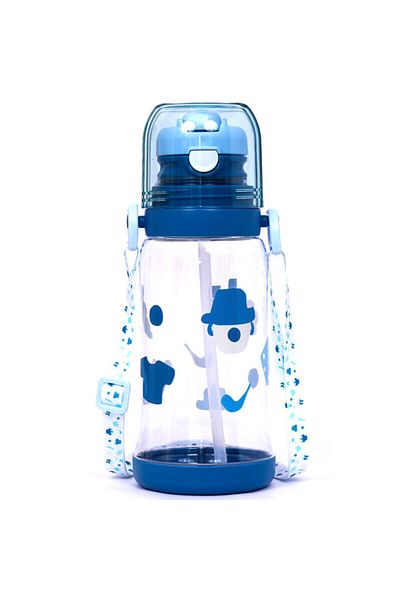 Eazy Kids Water Bottle 600ml wt straw - Blue