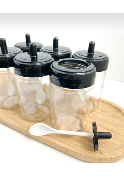 shop 6 Pieces Spice Bowl Set with Self-Spoon Black