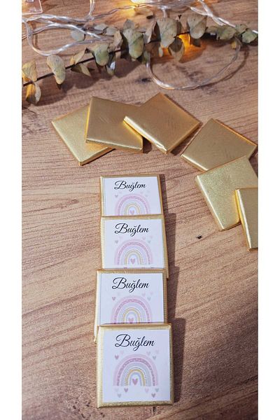 SevgiliAtolyemm Baby Chocolate with Label 24 Pieces New Born Baby Mevlud Birthday Gift Chocolate