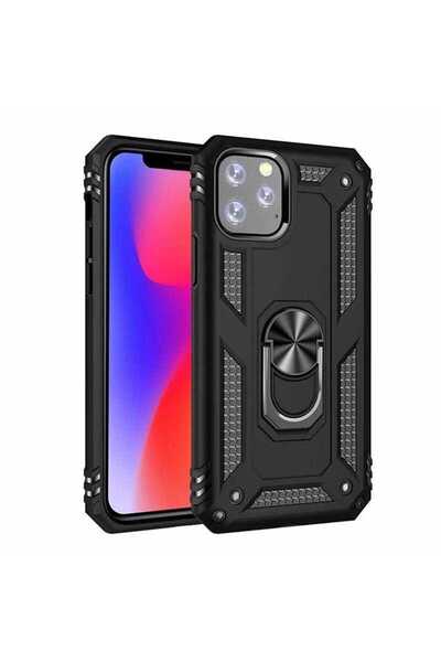 noktaks iPhone 11 Pro Max Compatible - Case Ring Armor Tank And-Ga Cover - Black - T9994