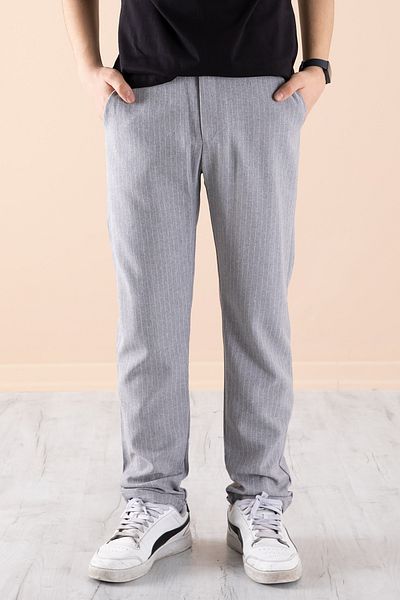 Cansın Mini Gray Boy's Striped Double Leg Jogger Trousers 20045