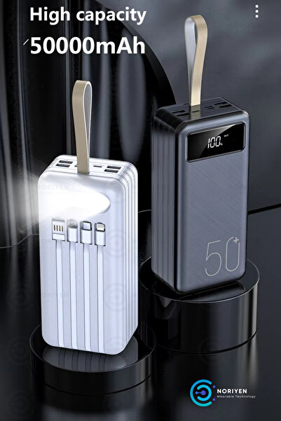 Kensa Ultra Hızlı Şarj 50000 Mah 4 USB Çıkışlı Dijital Göstergeli Aydınlatmalı Taşıma Askılı Powerbank
